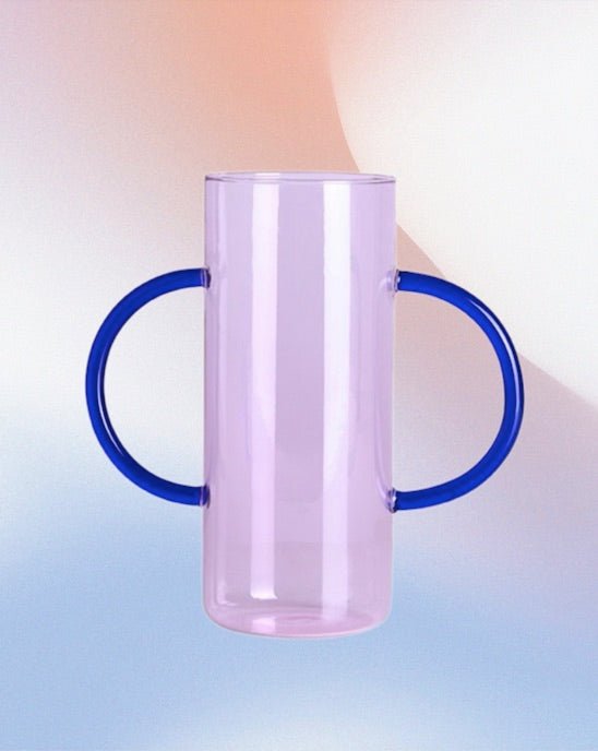 Dual-handle Dopamine Glass Flower Vase - Whimsical Table Setting