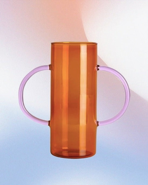 Dual-handle Dopamine Glass Flower Vase - Whimsical Table Setting