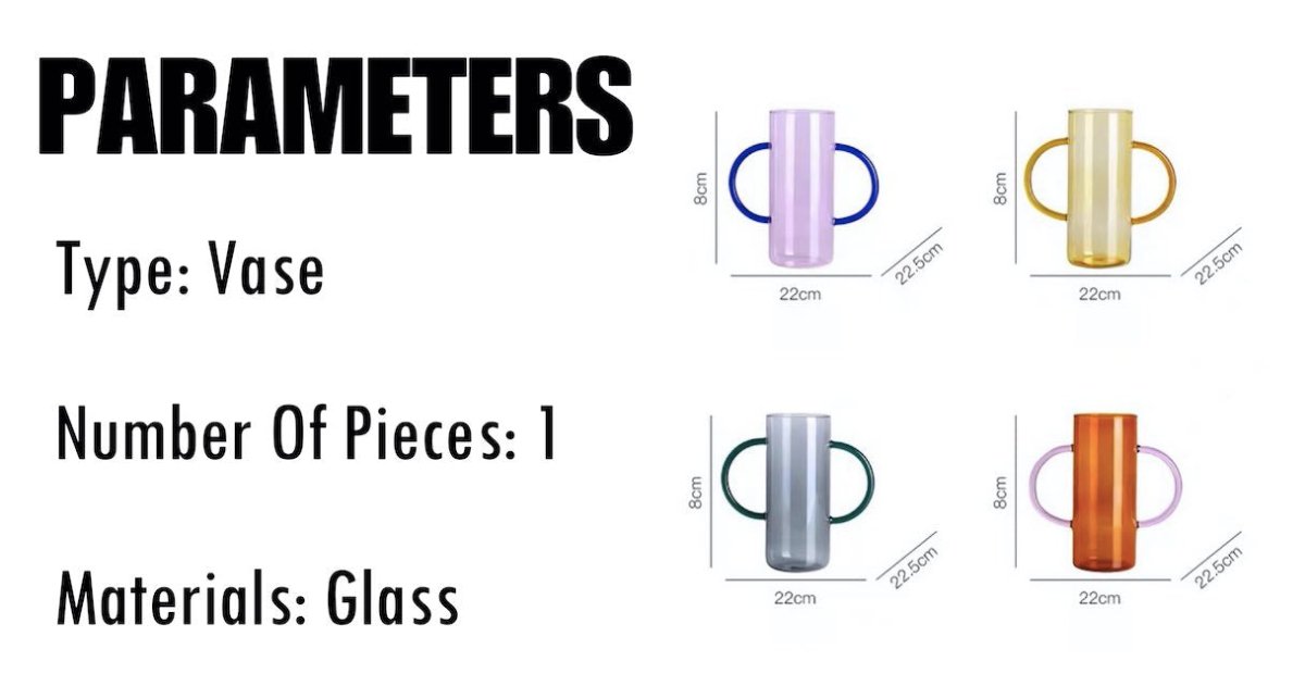 Dual-handle Dopamine Glass Flower Vase - Whimsical Table Setting